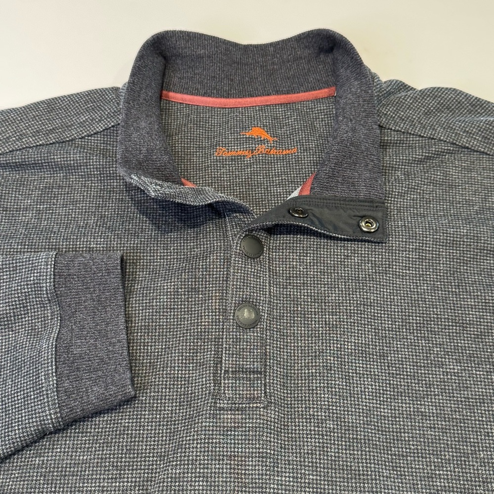 Tommy Bahama Men's XXL Snap Mock Pullover Sweatshirt Grey Resortwear Vacation